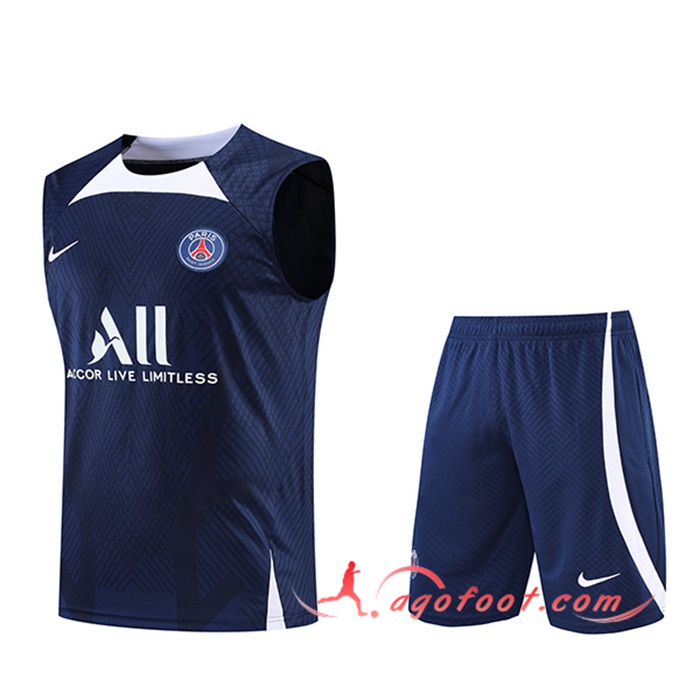 Ensemble Training Debardeur + Shorts PSG Bleu Marin/Blanc 2022/2023