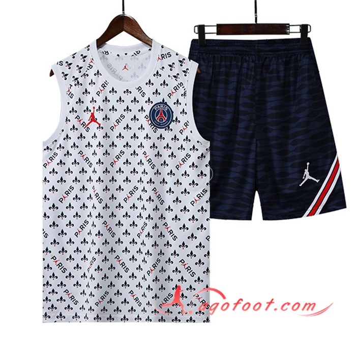 Ensemble Training Debardeur + Shorts Jordan PSG Blanc 2022/2023