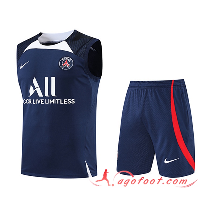 Ensemble Training Debardeur + Shorts PSG Bleu Marin/Noir 2022/2023