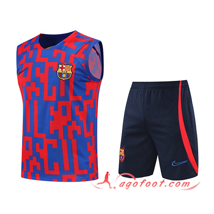 Ensemble Training Debardeur + Shorts FC Barcelone Rouge/Bleu 2022/2023