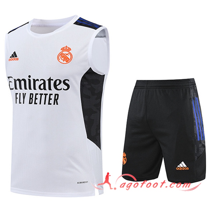 Ensemble Training Debardeur + Shorts Real Madrid Blanc/Noir 2022/2023