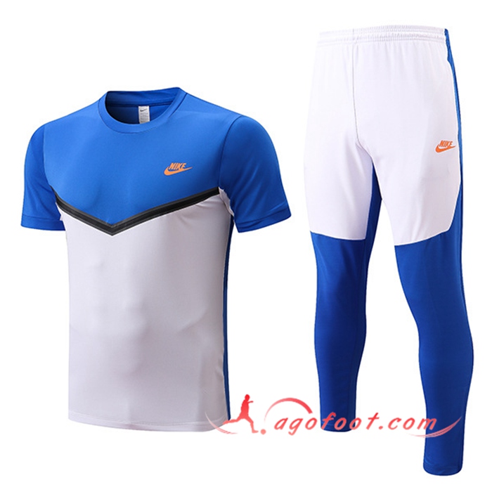 Ensemble Training T-Shirts + Pantalon Nike Blanc/Bleu 2022/2023