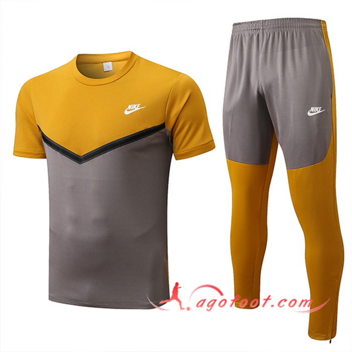 Ensemble Training T-Shirts + Pantalon Nike Gris/Jaune 2022/2023