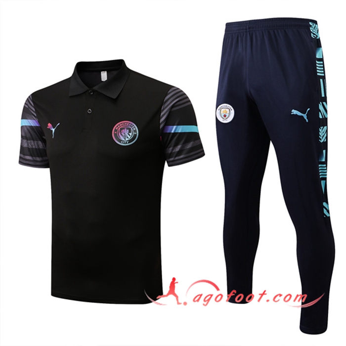 Ensemble Polo Foot Manchester City Noir 2022/2023