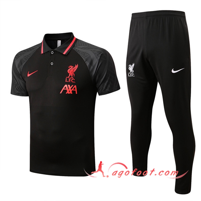 Ensemble Polo Foot FC Liverpool Noir/Gris 2022/2023