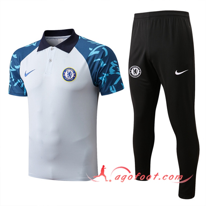 Ensemble Polo Foot FC Chelsea Blanc/Bleu 2022/2023