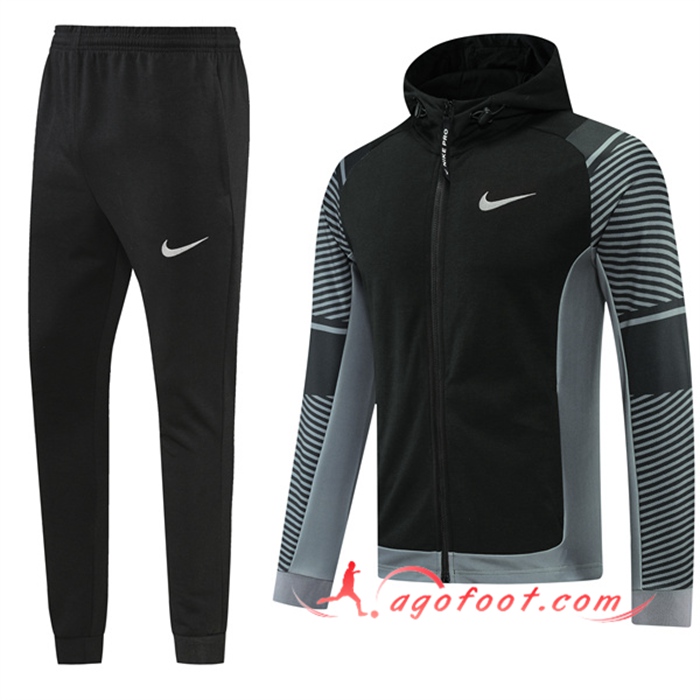 Ensemble Veste A Capuche Survetement Foot Nike Noir/Gris 2022/2023