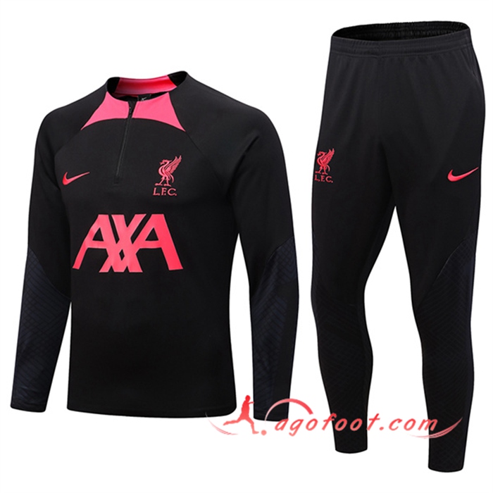Ensemble Survetement de Foot FC Liverpool Noir/Rose 2022/2023