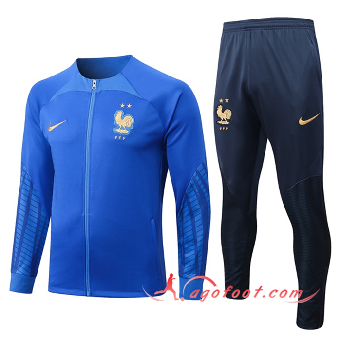 Ensemble Veste Survetement de Foot France Bleu 2022/2023