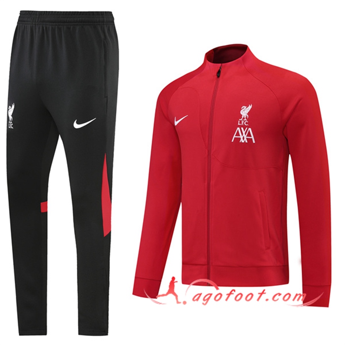 Ensemble Veste Survetement de Foot FC Liverpool Rouge 2022/2023