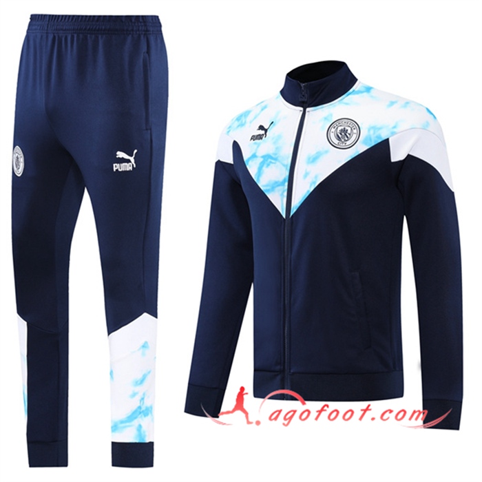 Ensemble Veste Survetement de Foot Manchester City Bleu Marin/Blanc 2022/2023