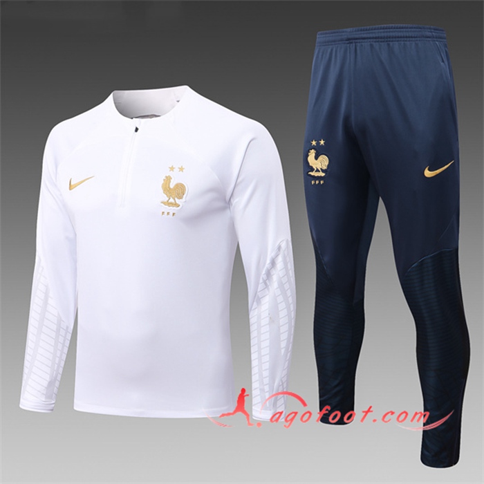 Ensemble Survetement de Foot France Enfant Blanc 2022/2023