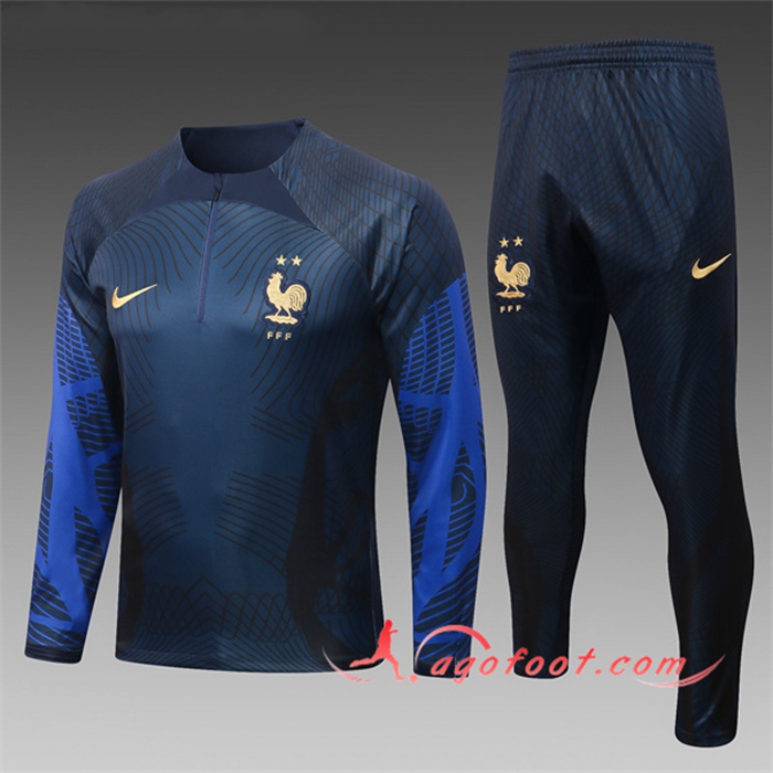 Ensemble Survetement de Foot France Enfant Bleu Marin 2022/2023
