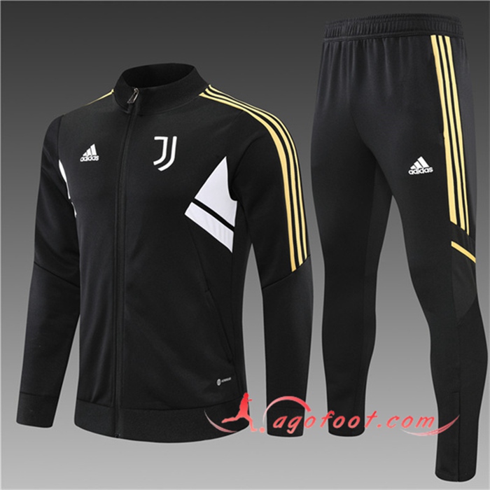 Ensemble Veste Survetement de Foot Juventus Enfant Noir/Blanc 2022/2023