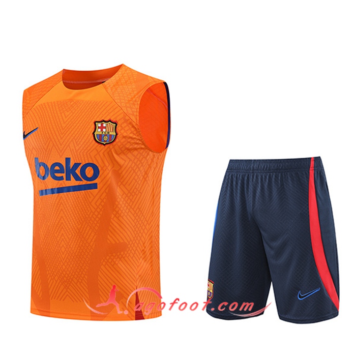 Ensemble Training Debardeur + Shorts FC Barcelone Orange 2022/2023