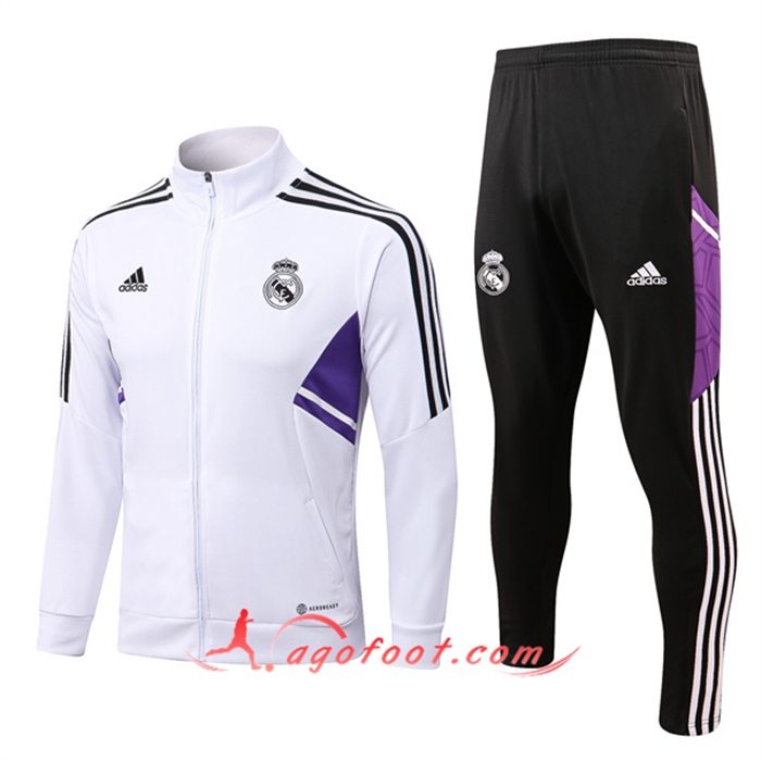 Ensemble Veste Survetement Real Madrid Blanc 2022/2023