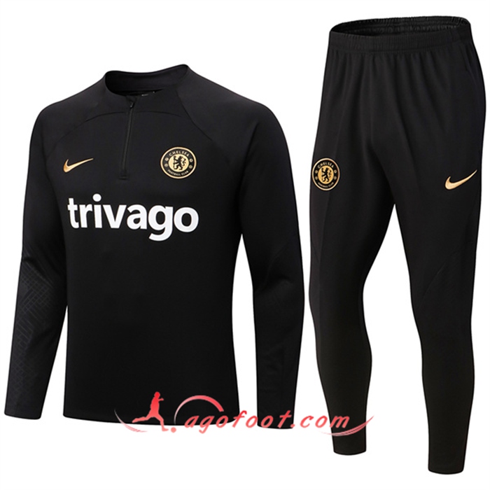 Ensemble Survetement de Foot FC Chelsea Noir 2022/2023