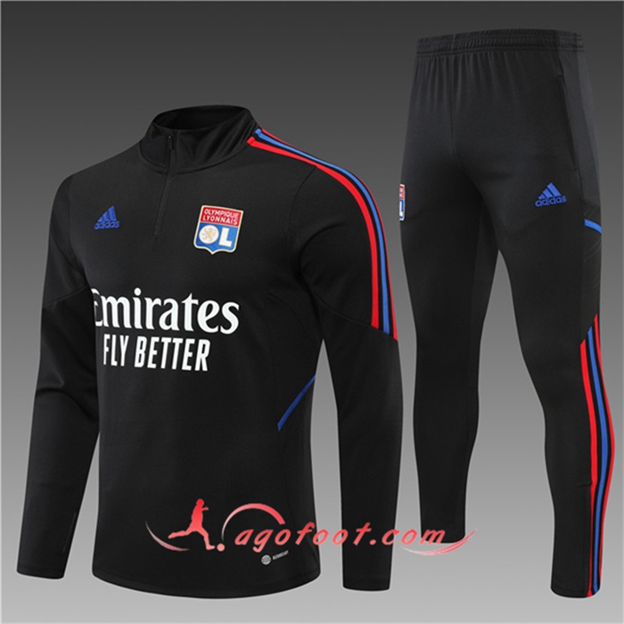 Ensemble Survetement de Foot Lyon Enfant Noir 2022/2023