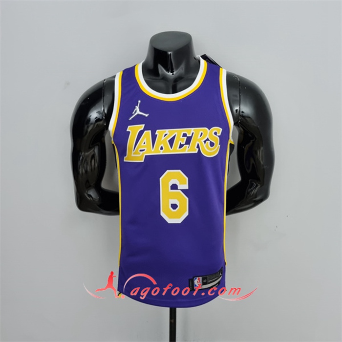 Maillot Los Angeles Lakers (James #6) Pourpre 75th Anniversary