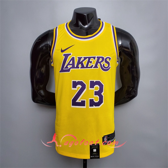 Maillot Los Angeles Lakers (James #23) Jaune Encolure Ronde