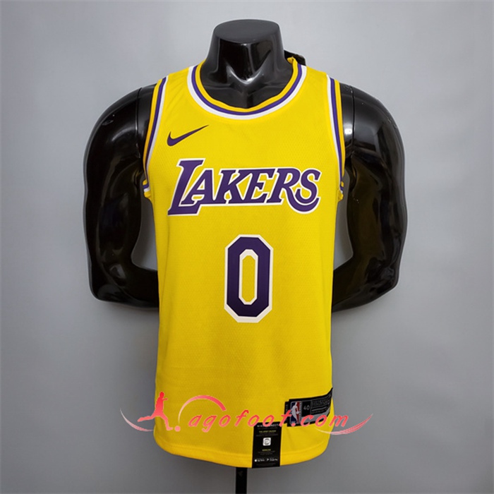 Maillot Los Angeles Lakers (Kuzma #0) Jaune Encolure Ronde Commemorative Edition