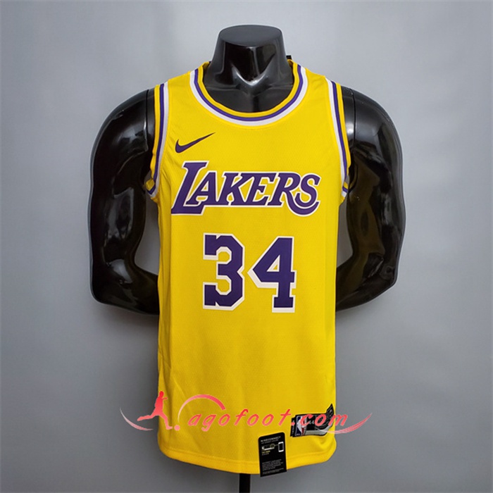 Maillot Los Angeles Lakers (O'Neal #34) Jaune Encolure Ronde