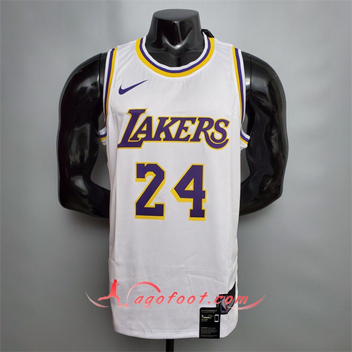 Maillot Los Angeles Lakers (Bryant #24) Blanc Encolure Ronde