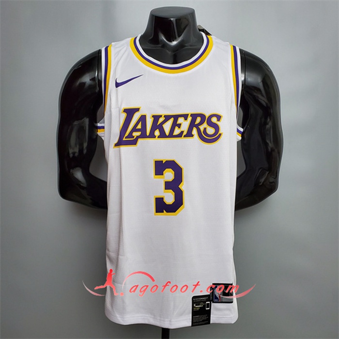 Maillot Los Angeles Lakers (Davis #3) Blanc Encolure Ronde