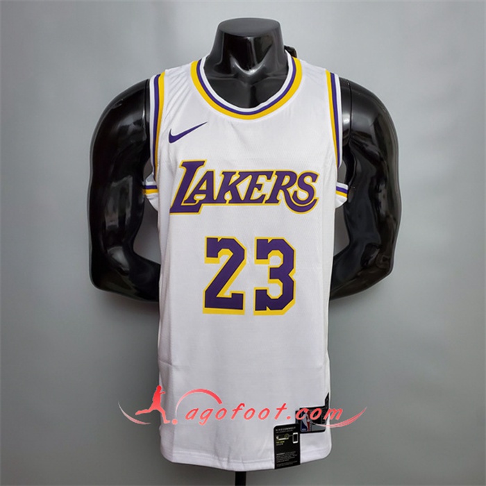Maillot Los Angeles Lakers (James #23) Blanc Encolure Ronde