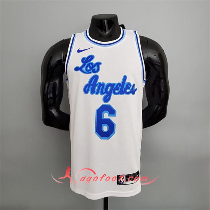 Maillot Los Angeles Lakers (James #6) Blanc Latin Night (High Head)