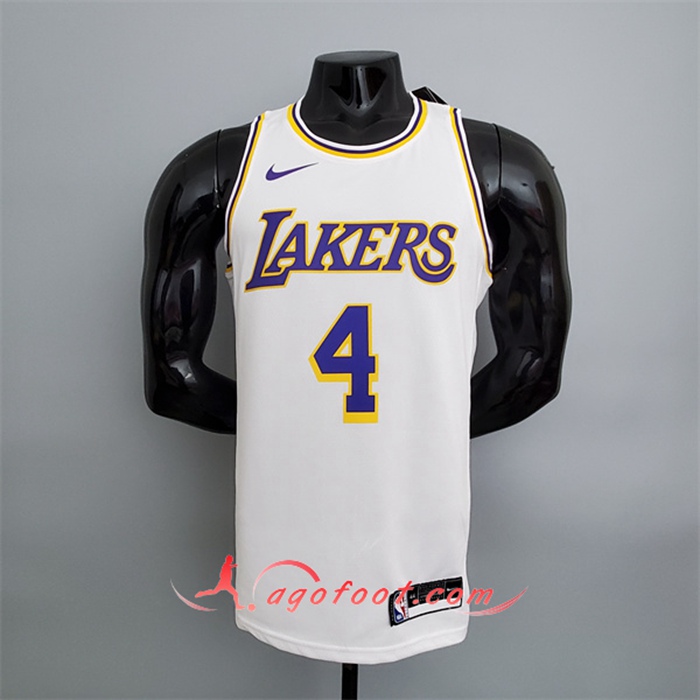 Maillot Los Angeles Lakers (Rondo #4) Blanc Encolure Ronde