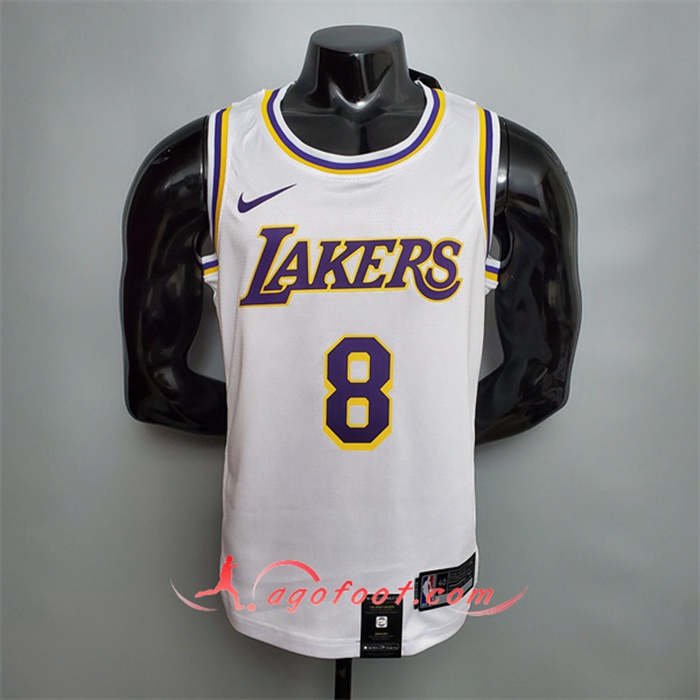 Maillot Los Angeles Lakers (Bryant #8) Blanc Encolure Ronde