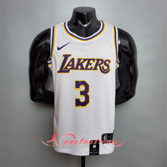 Maillot Los Angeles Lakers (Davis #3) Blanc Encolure Ronde