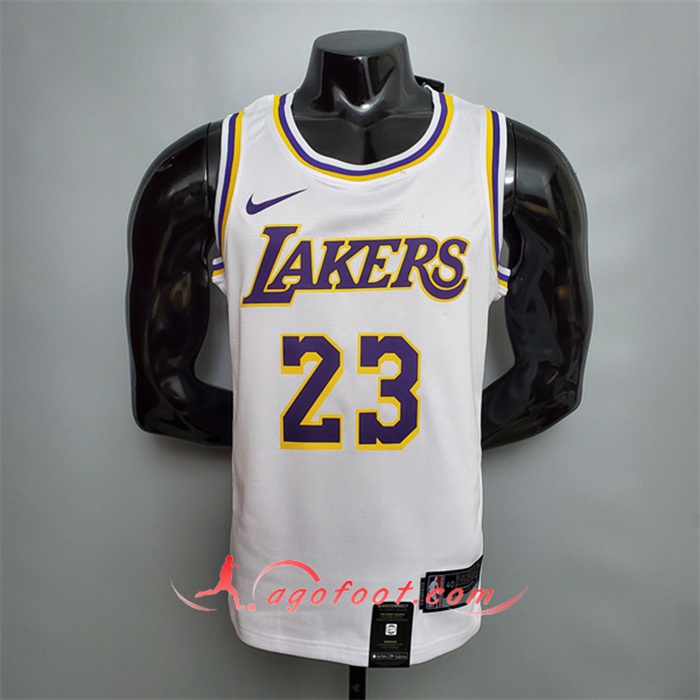 Maillot Los Angeles Lakers (James #23) Blanc Encolure Ronde