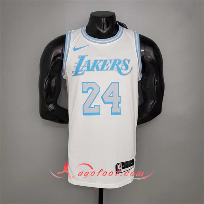 Maillot Los Angeles Lakers (Bryant #24) Blanc Encolure Ronde Retro Limited Edition