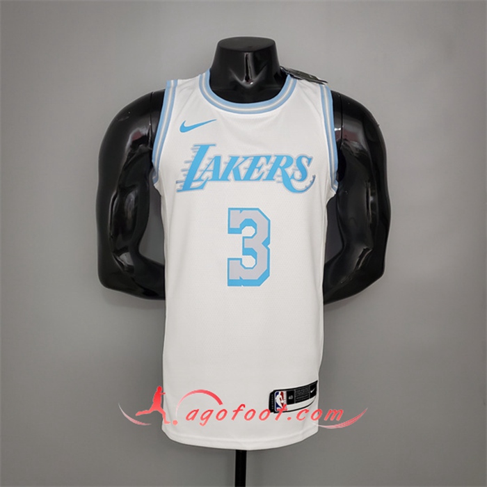 Maillot Los Angeles Lakers (Davis #3) Blanc Encolure Ronde Retro Limited Edition