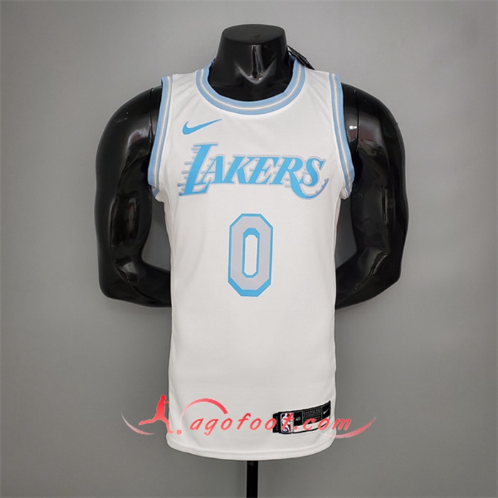 Maillot Los Angeles Lakers (Kuzma #0) Blanc Encolure Ronde Retro Limited Edition