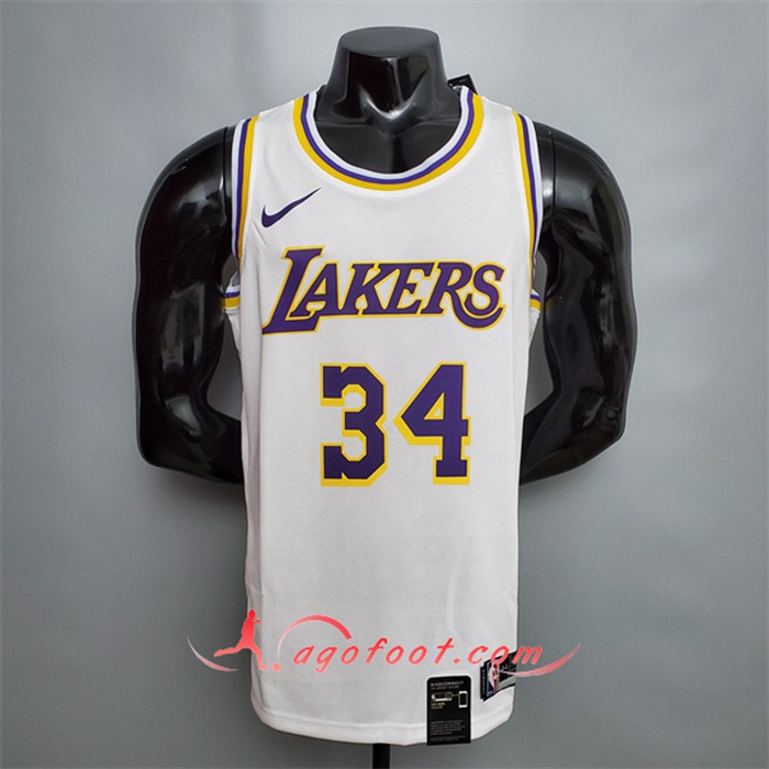 Maillot Los Angeles Lakers (O'Neal #34) Blanc Encolure Ronde