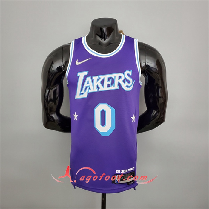 Maillot Los Angeles Lakers (Westbrook #0) Pourpre 75th Anniversary City Edition
