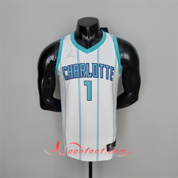 Maillot Charlotte Hornets (Ball #1) Blanc 75th Anniversary
