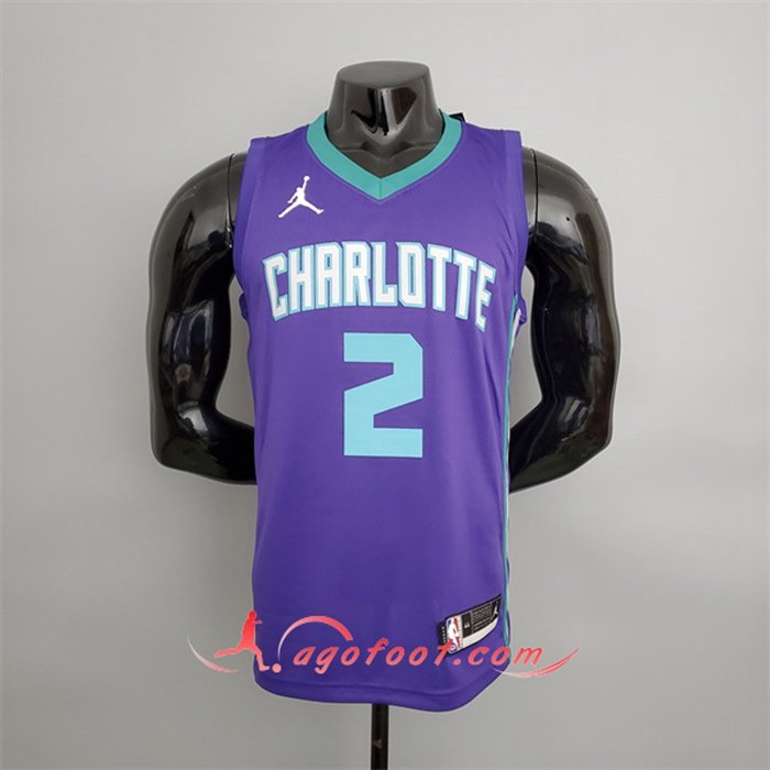 Maillot Charlotte Hornets (Ball #2) Pourpre