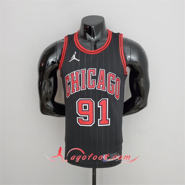 Maillot Chicago Bulls (Rodman #91) Noir 75th Anniversary
