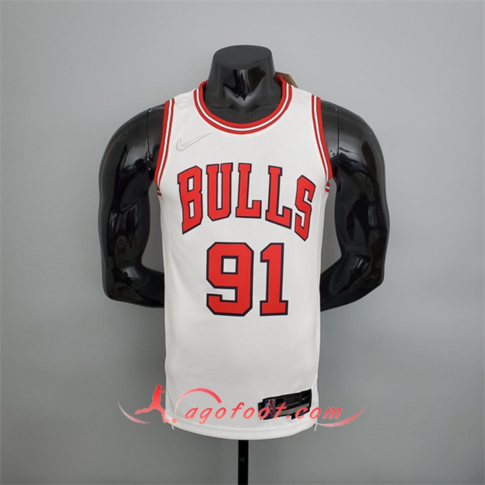 Maillot Chicago Bulls (Rodman #91) Blanc 75th Anniversary
