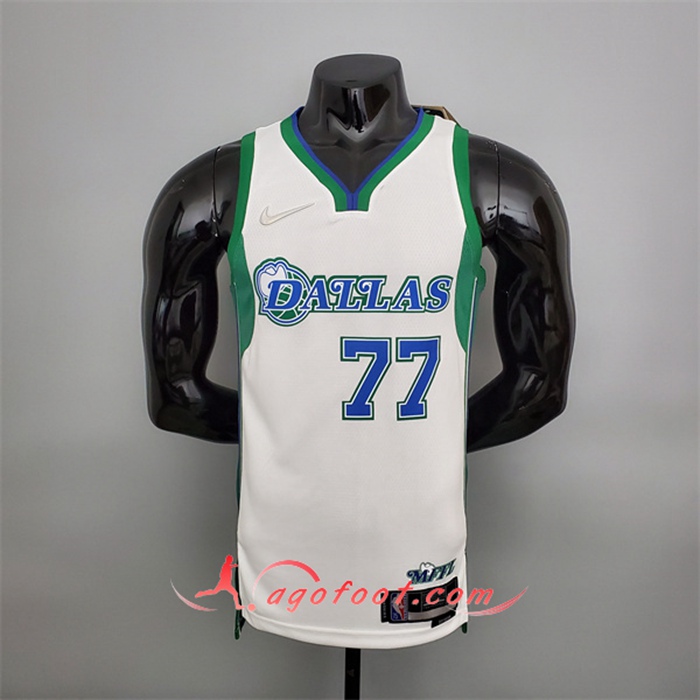 Maillot Dallas Mavericks (Doncic #77) 2022 Blanc/Vert City Edition