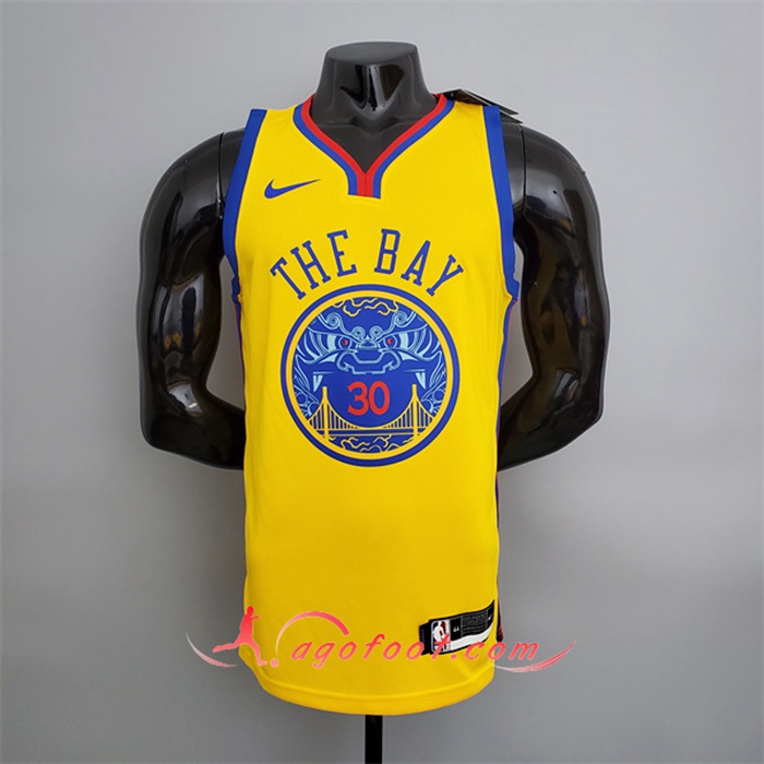 Maillot Golden State Warriors (Warriors #30) 2018 Jaune Chinese Dragon Robe