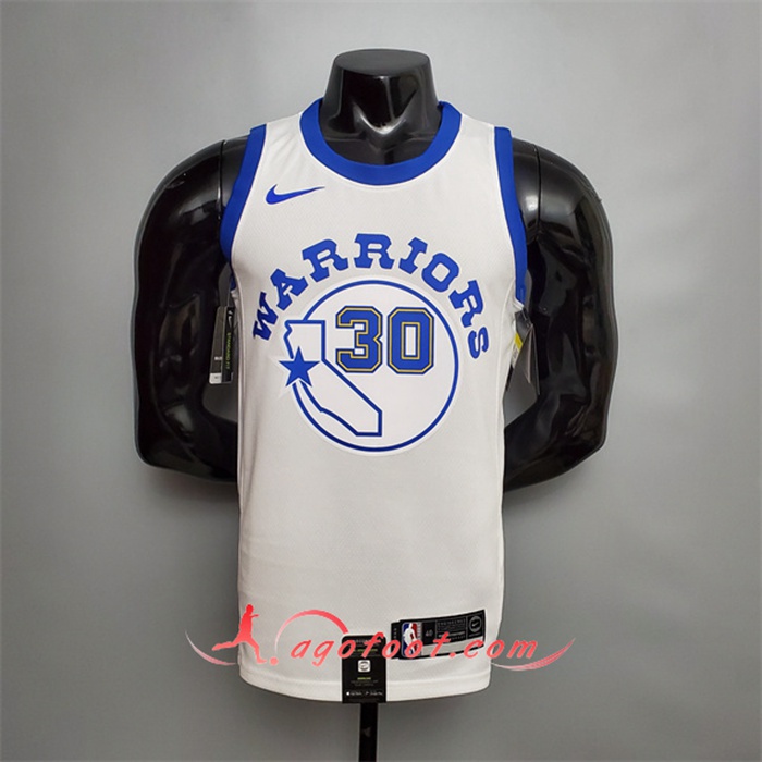 Maillot Golden State Warriors (Curry #30) Blanc Retro Version