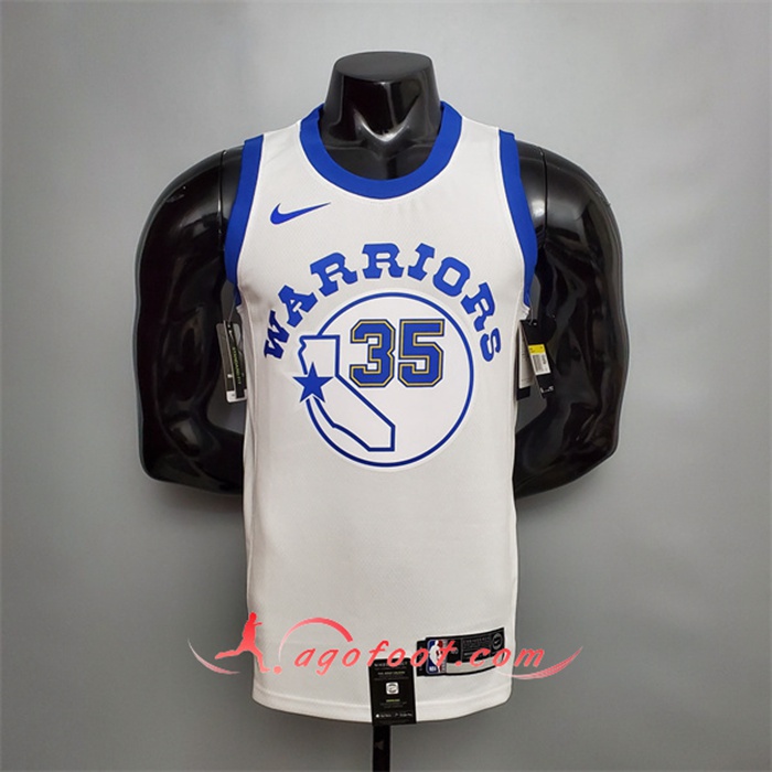 Maillot Golden State Warriors (Durant #35) Blanc Retro Version