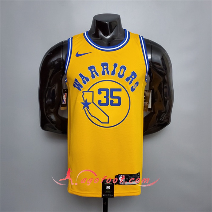 Maillot Golden State Warriors (Durant #35) Jaune Retro Version