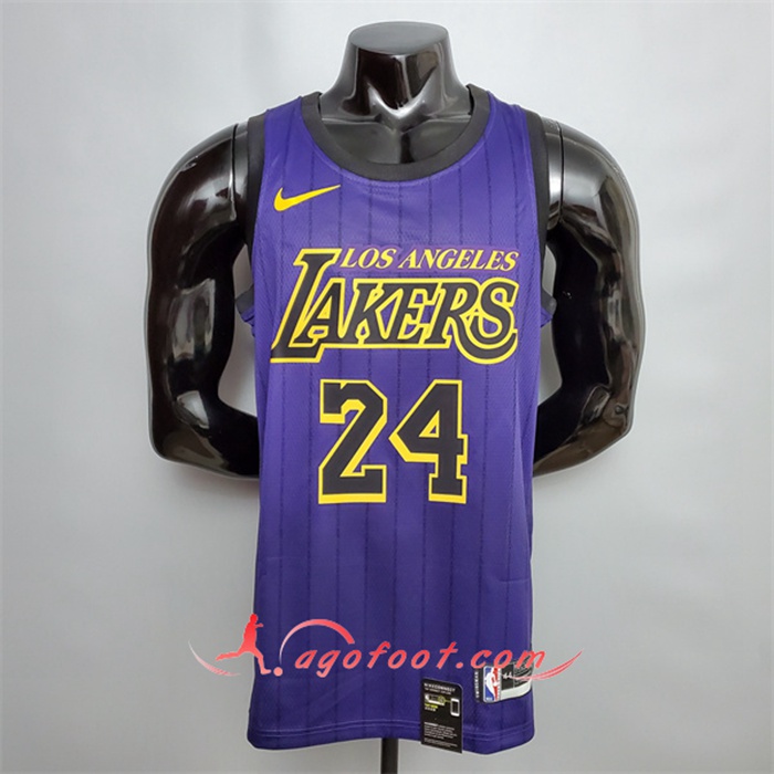 Maillot Los Angeles Lakers (Bryant #24) Pourpre Encolure Ronde