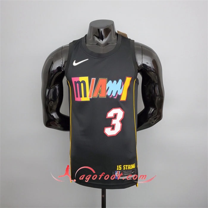 Maillot Miami Heat (Wade #3) 2022 Season Noir City Edition